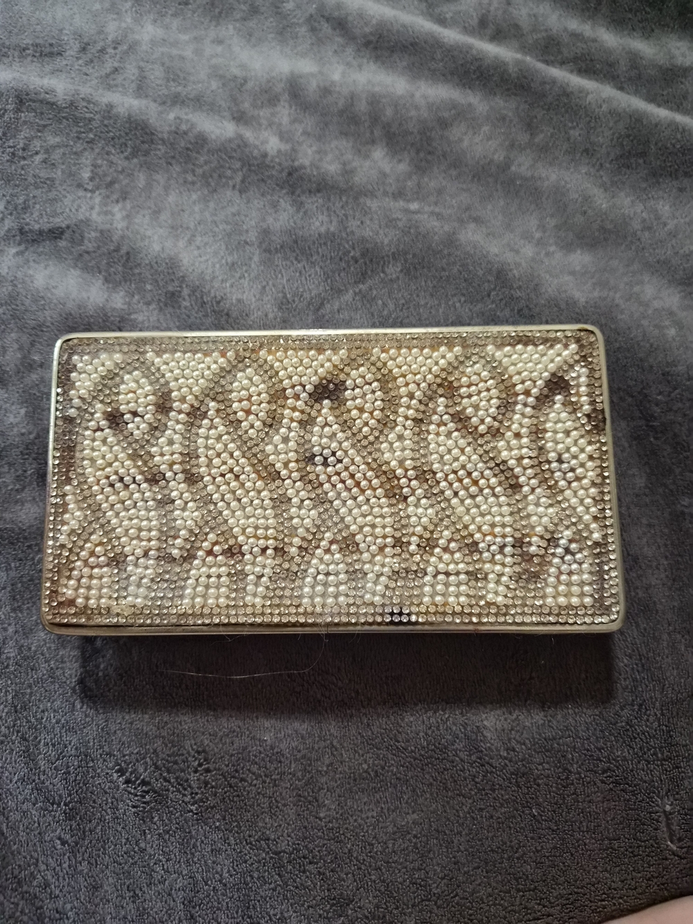Kate Landry Crystal Embellished Beige and Irradecent Women’s Clutch